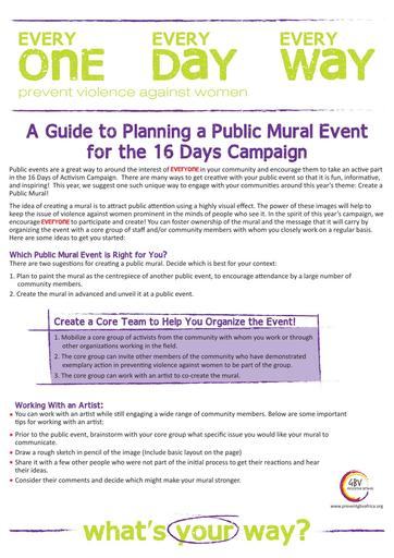Guide to Planning a Public Mural Event 16Days Activism 2011